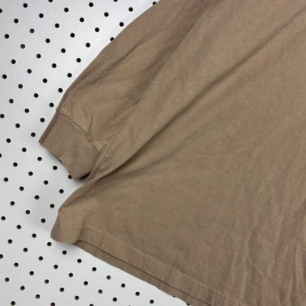 Carhartt Henley Long Sleeve T Shirt‎ Men 4XL Tan Brown Pocket Work Wear Dearborn - Picture 3 of 7